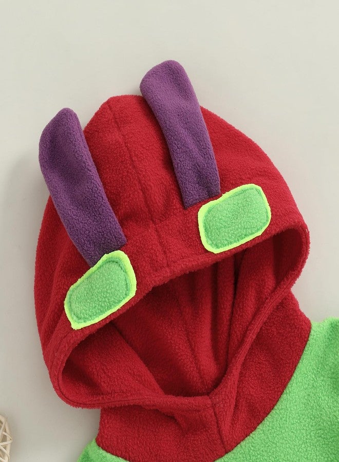 Pudcoco Kids Toddler Baby Boys Girls Halloween Hungry Caterpillar Costume Fleece Hooded Sweatshirt Party Cosplay (Green, 2-3T) - Image 4